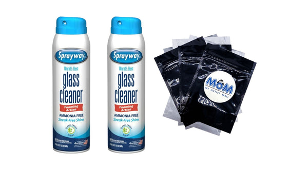 Glass Cleaner, Ammonia-Free, Streak-Free Foaming Action, Twist & Lock Cap - 2 packs - 19 Fl oz per pack - plus 3 My Outlet Mall Resealable Storage Pouches