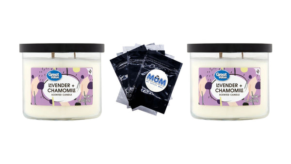 Lavender & Chamomile Scented Candle - 2 packs - 14 oz per pack - plus 3 My Outlet Mall Resealable Storage Pouches
