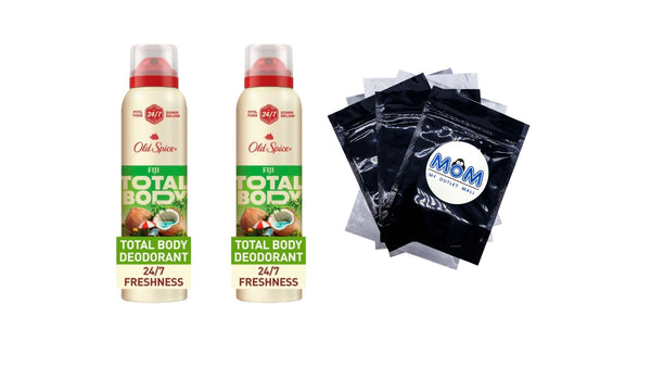 Whole Body Deodorant Spray, Aluminum Free Total Body Deodorant, Fiji Scent - 2 packs - 3 oz per pack - plus 3 My Outlet Mall Resealable Storage Pouches