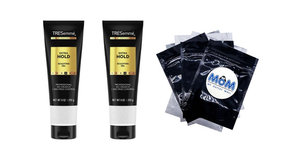 Hair Gel Extra Hold Alcohol-Free for 24-Hour Frizz Control and Humidity Protection - 2 packs - 9 oz per pack - plus 3 My Outlet Mall Resealable Storage Pouches