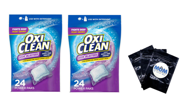Odor Blasters Odor and Laundry Stain Remover Power Paks- 2 packs - 24 ct per pack - plus 3 My Outlet Mall Resealable Storage Pouches