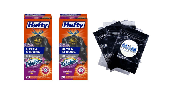 Ultra Strong 30-gallon Trash Bags, Black Large Trash Bags, Fabuloso Scent - 2 packs - 20 count per pack - plus 3 My Outlet Mall Resealable Storage Pouches