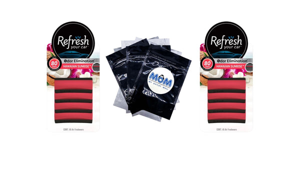 Contour Vent Stick Car Air Freshener Hawaiian Sunrise Scent, 4 Count - 2 packs - plus 3 My Outlet Mall Resealable Storage Pouches
