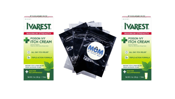 Poison Ivy Medicated Cream, Max Strength Relief, Fast-Acting, Anti-Itch, Unscented - 2 packs - 2 oz per pack - plus 3 My Outlet Mall Resealable Storage Pouches