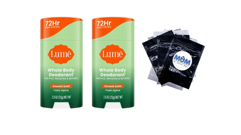 Whole Body Women’s Deodorant Smooth Solid Stick Aluminum-Free, Fresh Alpine Scent - 2 packs - 2.6 oz per pack - plus 3 My Outlet Mall Resealable Storage Pouches