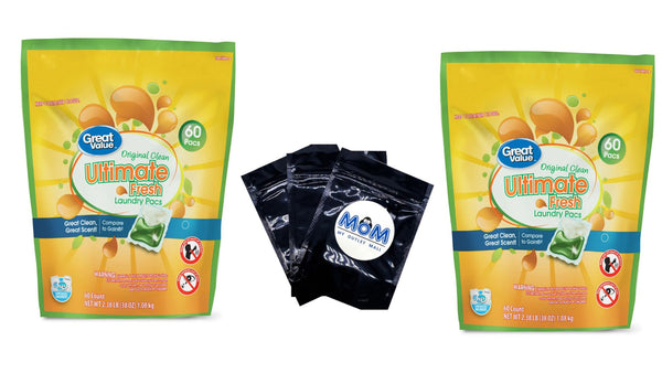 Ultimate Fresh Laundry Pacs, Original Clean- 2 pack - 60 count per pack - plus 3 My Outlet Mall Resealable Storage Pouches
