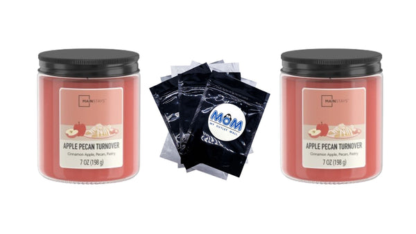Apple Pecan Scented 3-Wick Glass Jar Candle - 2 packs - 7 oz per pack - plus 3 My Outlet Mall Resealable Storage Pouches