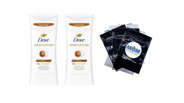 Advanced Care Antiperspirant Deodorant Stick for Women Shea Butter - 2 packs - 2.6 oz per pack - plus 3 My Outlet Mall Resealable Storage Pouches