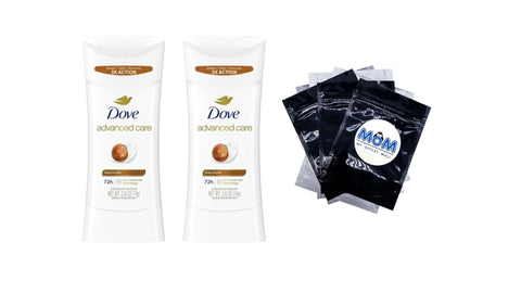 Advanced Care Antiperspirant Deodorant Stick for Women Shea Butter - 2 packs - 2.6 oz per pack - plus 3 My Outlet Mall Resealable Storage Pouches