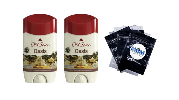 Men's Antiperspirant Deodorant, Invisible Solid Stick, Oasis with Vanilla - 2 packs - 2.6 oz per pack - plus 3 My Outlet Mall Resealable Storage Pouches