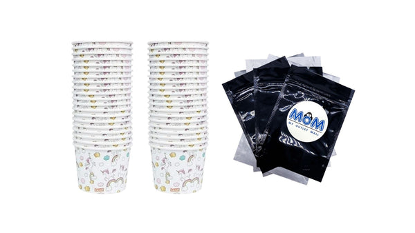 Kids Unicorns Paper Snack Bowls No Lid 12oz - 2 packs - 20 Count per pack - plus 3 My Outlet Mall Resealable Storage Pouches