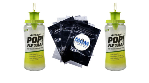 Pop! Reusable Outdoor Fly Trap, Resin - 2 packs - plus 3 My Outlet Mall Resealable Storage Pouches