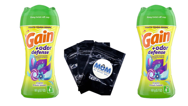 Odor Defense In-Wash Scent Booster, Super Fresh Blast Scent- 2 pack - 5.7 oz per pack - plus 3 My Outlet Mall Resealable Storage Pouches