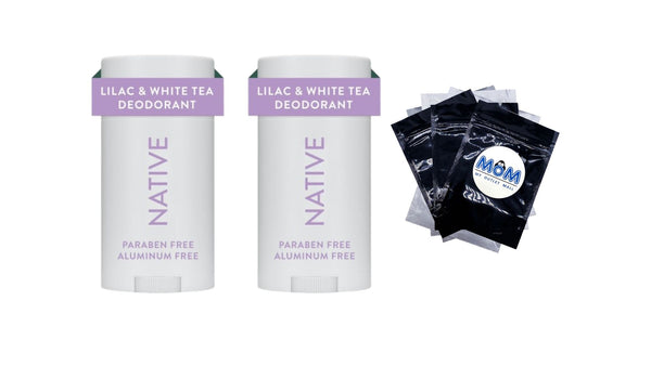 Deodorant, Aluminum Free, Lilac & White Tea, for Women and Men - 2 packs - 2.65 oz per pack - plus 3 My Outlet Mall Resealable Storage Pouches