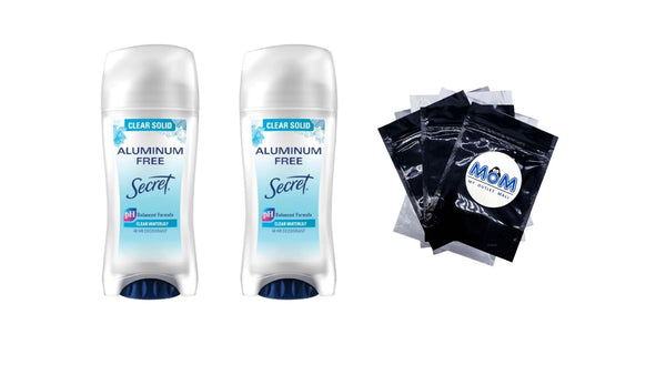 Aluminum Free Deodorant Clear Solid, Waterlily - 2 packs - 2.4 oz per pack - plus 3 My Outlet Mall Resealable Storage Pouches
