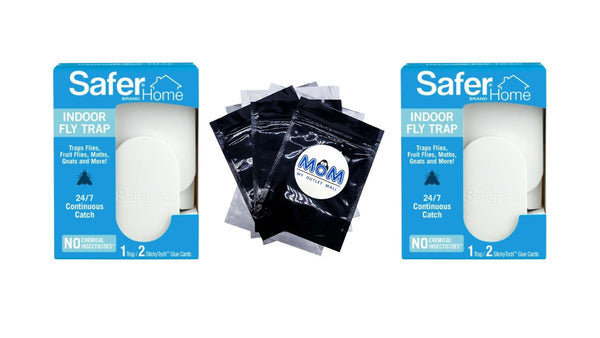 Indoor Fly Trap, 1 Trap, 2 Glue Cards - 2 packs - plus 3 My Outlet Mall Resealable Storage Pouches