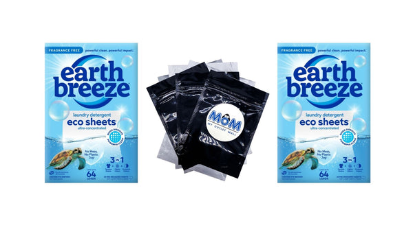 Laundry Detergent Sheets, Fragrance-Free Eco Sheets, 64 Loads - 2 packs - 32 count per pack plus 3 My Outlet Mall Resealable Storage Pouches