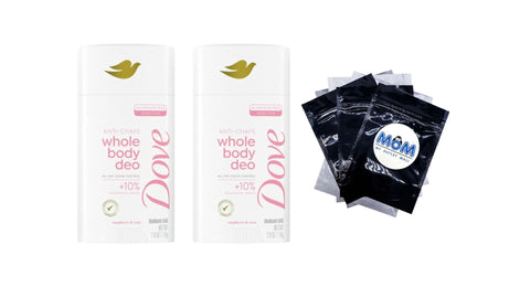 Aluminum Free Whole Body Deo Anti-Chafe Deodorant Stick for Women Raspberry & Rose - 2 packs - 2.6 oz per pack - plus 3 My Outlet Mall Resealable Storage Pouches