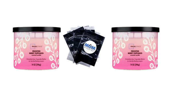 3-Wick Ombre Wrap Frosted Berry Cupcakes Candle - 2 packs - 14 oz per pack - plus 3 My Outlet Mall Resealable Storage Pouches
