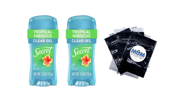 Clear Gel Tropical Hibiscus, Antiperspirant Deodorant for Women - 2 packs - 2.6 oz per pack - plus 3 My Outlet Mall Resealable Storage Pouches
