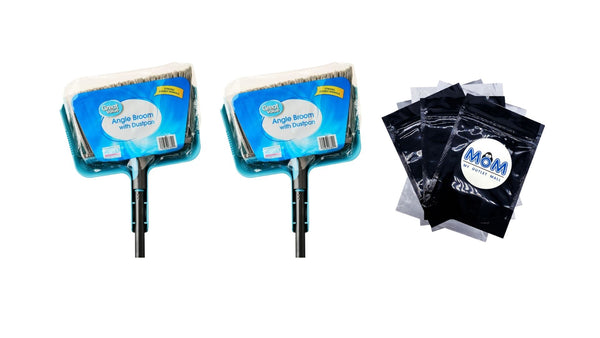 Angle Broom with Dustpan - 2 packs - plus 3 My Outlet Mall Resealable Storage Pouches