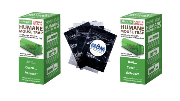 Reusable Catch & Release Humane Mouse Trap - 2 packs - plus 3 My Outlet Mall Resealable Storage Pouches