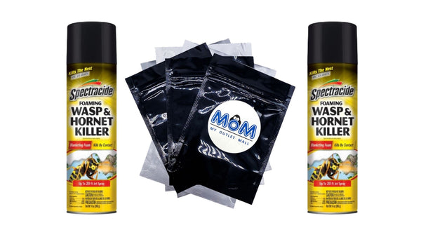 Foaming Wasp and Hornet Killer, Blanketing Foam Kills By Contact  - 2 packs - 14 oz per pack - plus 3 My Outlet Mall Resealable Storage Pouches