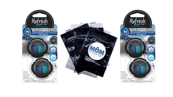 Mini Diffuser Car Air Fresheners, Lightning Bolt / Ice Storm Scent, 2 Count - 2 packs - plus 3 My Outlet Mall Resealable Storage Pouches