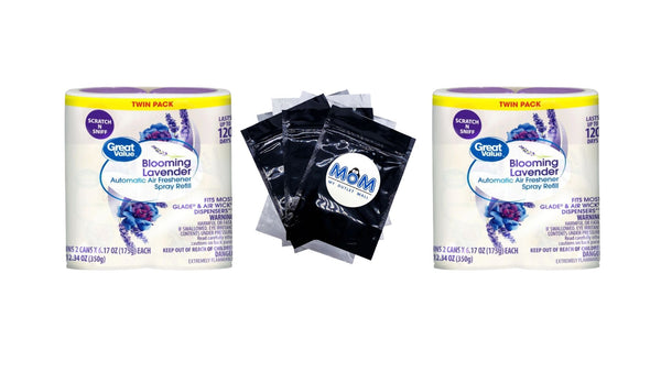 Automatic Air Freshener Spray Refill, Blooming Lavender, Twin Pack - 2 packs - plus 3 My Outlet Mall Resealable Storage Pouches