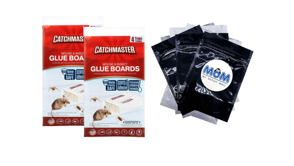 Mouse & Insect Solid Glue Board Traps Ready and Safe to Use Indoors - 2 packs - 4 Count - plus 3 My Outlet Mall Resealable Storage Pouches