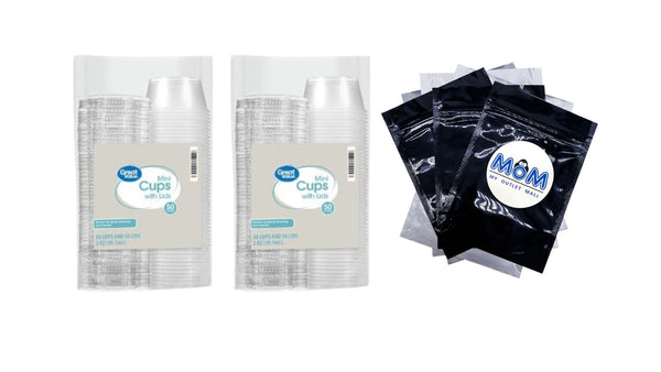Everyday Disposable Plastic Cups, Clear, 2 oz - 2 packs - 50 Count per pack - plus 3 My Outlet Mall Resealable Storage Pouches