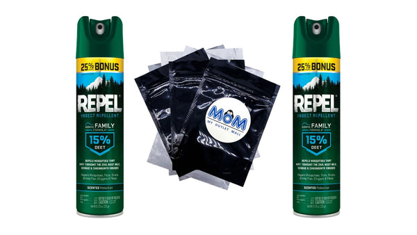 Insect Repellent Scented Family Formula 15% Deet Aerosol - 2 packs - 8.125 oz per pack - plus 3 My Outlet Mall Resealable Storage Pouches