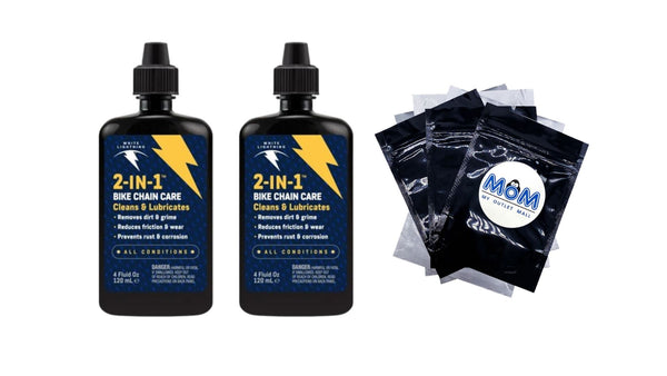 2-in-1 Fast & Easy Bicycle Chain Lube - 2 packs - 4 oz per pack - plus 3 My Outlet Mall Resealable Storage Pouches