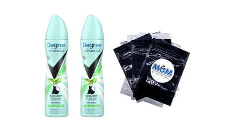 Ultra Clear Antiperspirant Deodorant Spray for Women Aloe Scent with Anti White Marks - 2 packs- 3.8 oz per pack - plus 3 My Outlet Mall Resealable Storage Pouches