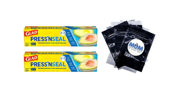 Press'n Seal Plastic Food Wrap, 100 sq ft Roll - 2 packs - plus 3 My Outlet Mall Resealable Storage Pouches