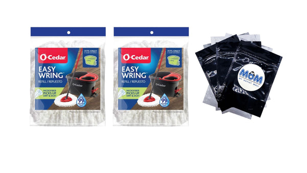 EasyWring Spin Mop Head Replacement, Machine Washable Microfiber Refill - 2 packs - plus 3 My Outlet Mall Resealable Storage Pouches