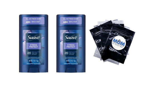 Stress Protect Men’s Antiperspirant Deodorant, Lavender & Cedarwood Scent, 48-Hour Protection - 2 packs - 2.7 oz per pack - plus 3 My Outlet Mall Resealable Storage Pouches