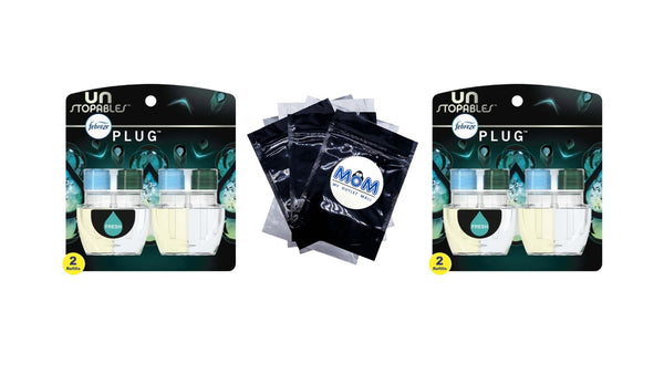 Unstopables Plug Refill Odor-Fighting Air Freshener Fresh Scent, 2 Refills - 2 packs - plus 3 My Outlet Mall Resealable Storage Pouches