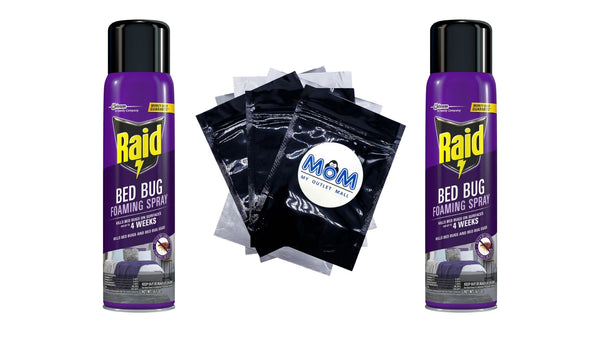 Bed Bug Killer Foaming Spray, Treatment to Kill Pyrethroid-resistant Bed Bugs - 2 packs - 16.5 oz per pack - plus 3 My Outlet Mall Resealable Storage Pouches