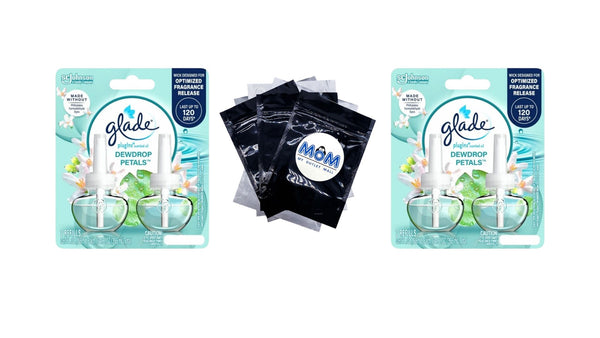 PlugIns Refills Air Freshener, Dewdrop Petals, 2 Refills - 2 packs - plus 3 My Outlet Mall Resealable Storage Pouches