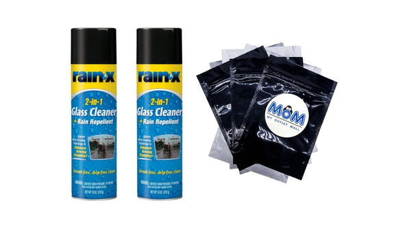2 in 1 Glass Cleaner and Rain Repellent, Aerosol - 2 packs - 18 oz per pack - plus 3 My Outlet Mall Resealable Storage Pouches