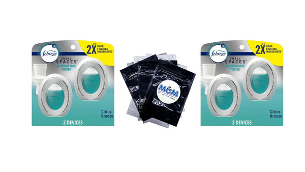 Bathroom Air Freshener, Small Spaces Odor Fighter, Citrus Breeze, 2 Count - 2 packs - plus 3 My Outlet Mall Resealable Storage Pouches