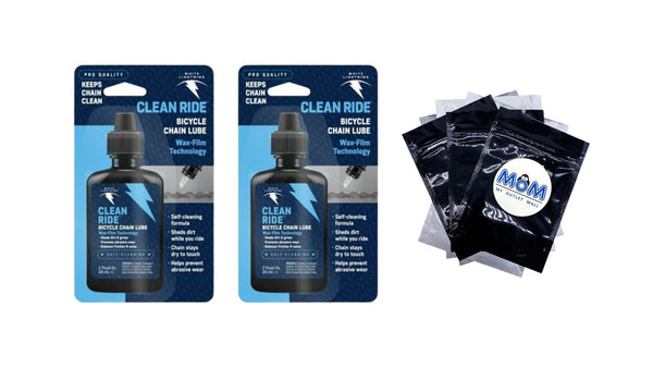 Clean Ride Self-Cleaning Bicycle Chain Lubricant - 2 packs - 2 oz per pack - plus 3 My Outlet Mall Resealable Storage Pouches