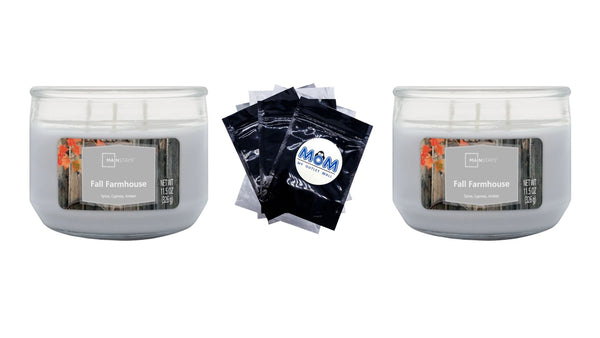 Fall Farmhouse 3 Wick Candle - 2 packs - 11.5 oz per pack - plus 3 My Outlet Mall Resealable Storage Pouches
