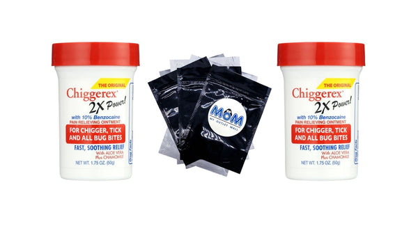 2x Medicated Ointment: Chiggers, Mosquito, Bug Bites - 2 packs - 1.75 oz per pack - plus 3 My Outlet Mall Resealable Storage Pouches