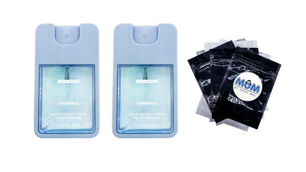 Hand Sanitizer Spray, Rainfall - 2 packs - 1fl oz per pack - plus 3 My Outlet Mall Resealable Storage Pouches