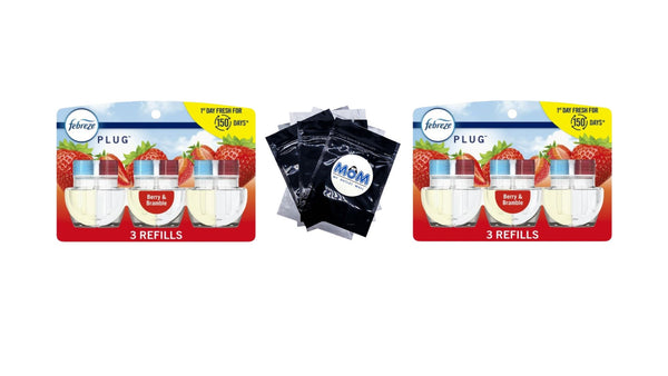 Plug In Air Freshener, Odor-Fighting Scented Oil Refill, Berry & Bramble, 3 Refills - 2 packs - plus 3 My Outlet Mall Resealable Storage Pouches