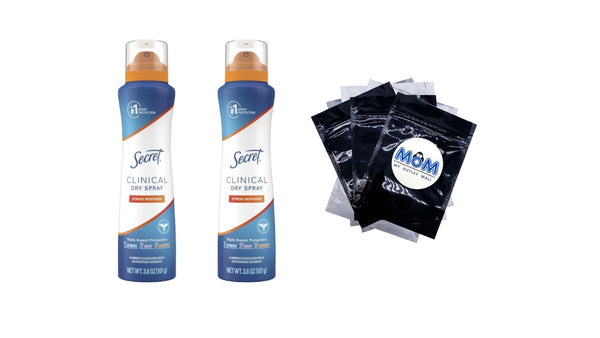 Clinical Strength Dry Spray Antiperspirant & Deodorant for Women, Stress Response Scent - 2 packs - 3.8 oz per pack - plus 3 My Outlet Mall Resealable Storage Pouches