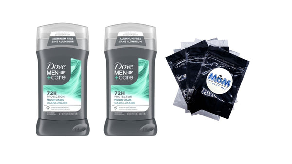 Men+Care Deodorant for Men Moon Oasis Aluminum-Free - 2 packs - 3 oz per pack - plus 3 My Outlet Mall Resealable Storage Pouches