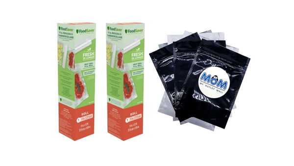 Heat Seal 11 in. Vacuum Sealer Roll, 11" x 12', Clear - 2 packs - plus 3 My Outlet Mall Resealable Storage Pouches